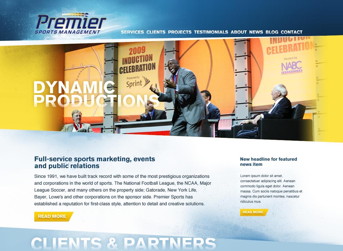 Premier Sports Management website design