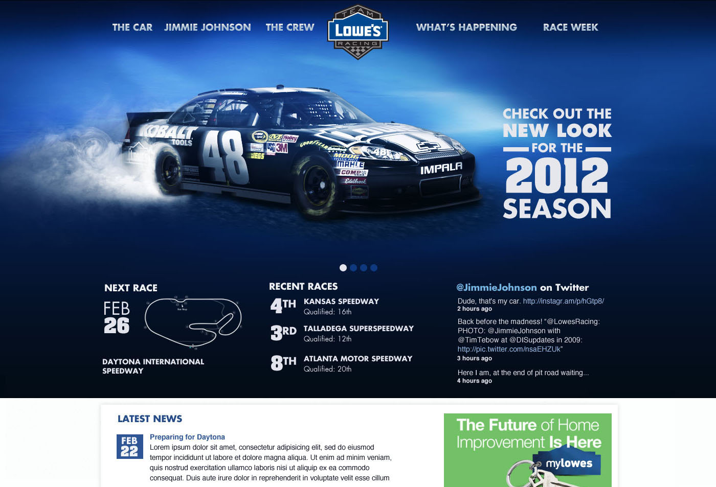Lowe's Racing website design